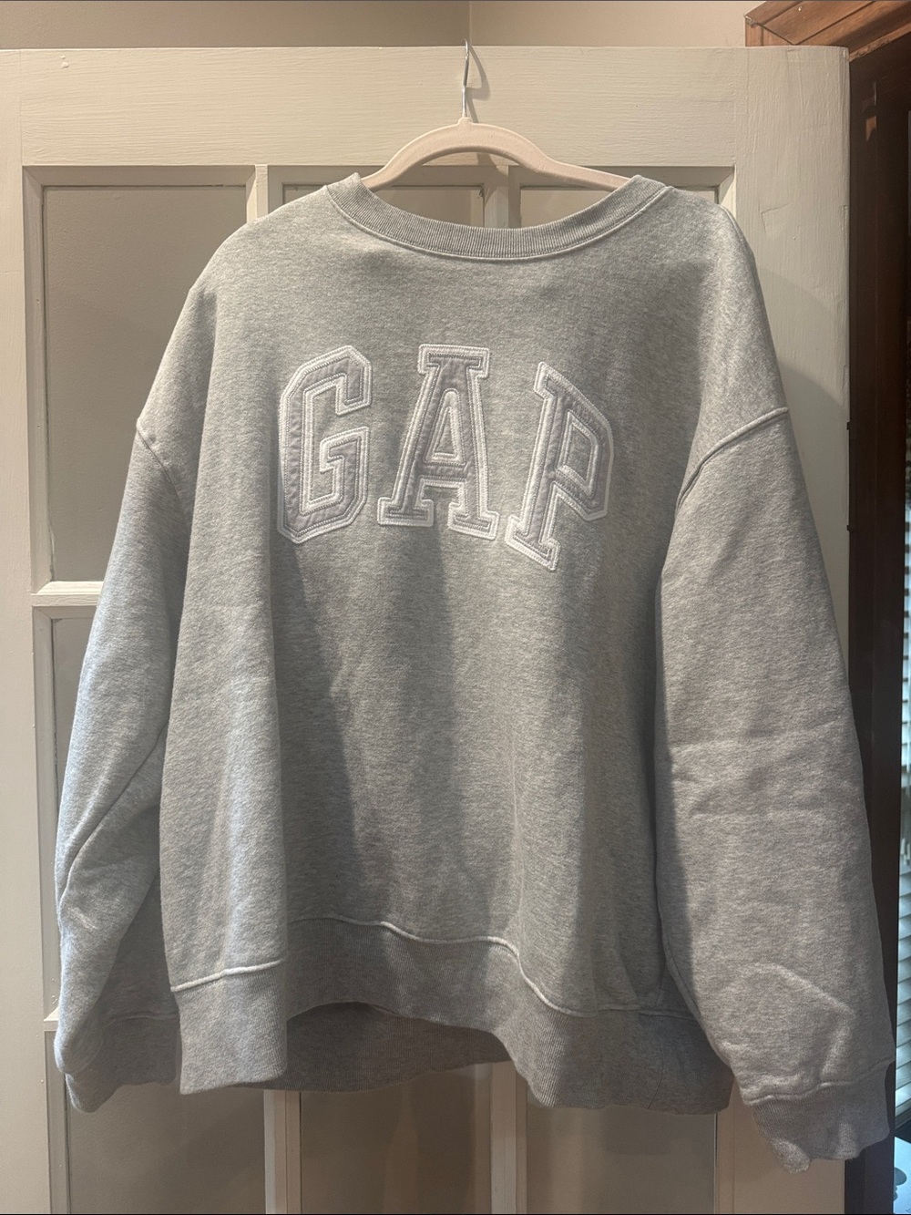 GAP Gray Crewneck Sweatshirt with White Applique Logo